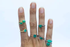 SALE Tumbled chrysoprase ring | Chrysoprase crystal ring