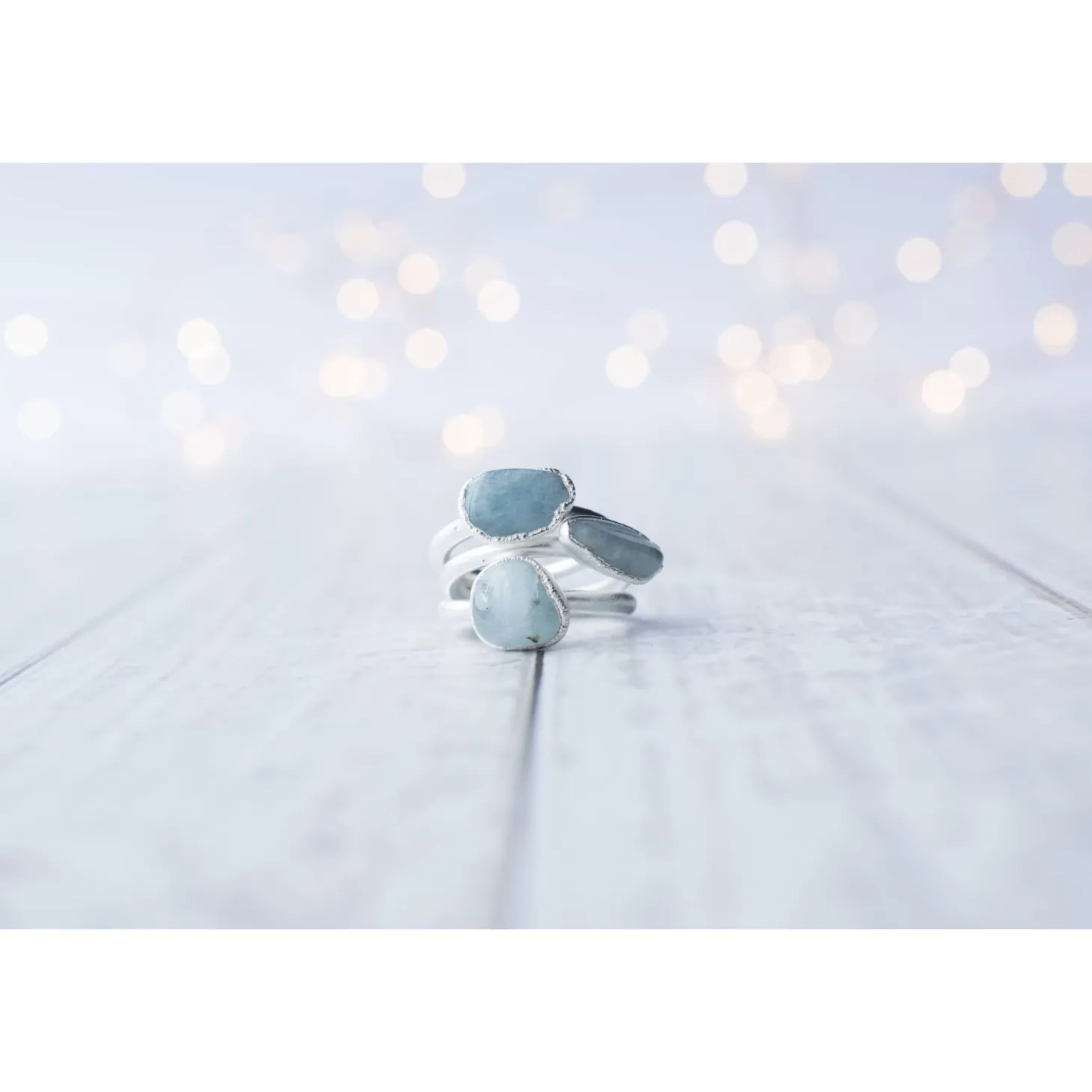 Silver Aquamarine crystal ring | Raw aquamarine ring