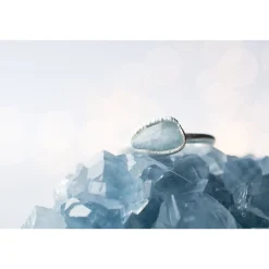 Silver Aquamarine crystal ring | Raw aquamarine ring