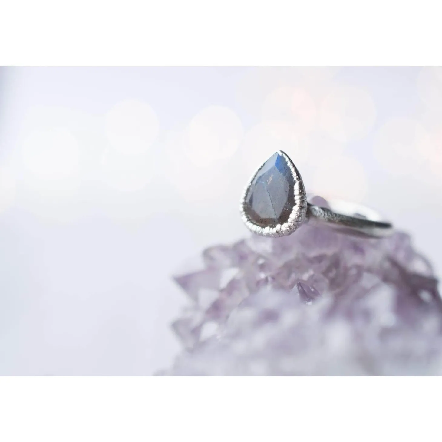 Silver Labradorite feldspar ring | Silver Labradorite Ring
