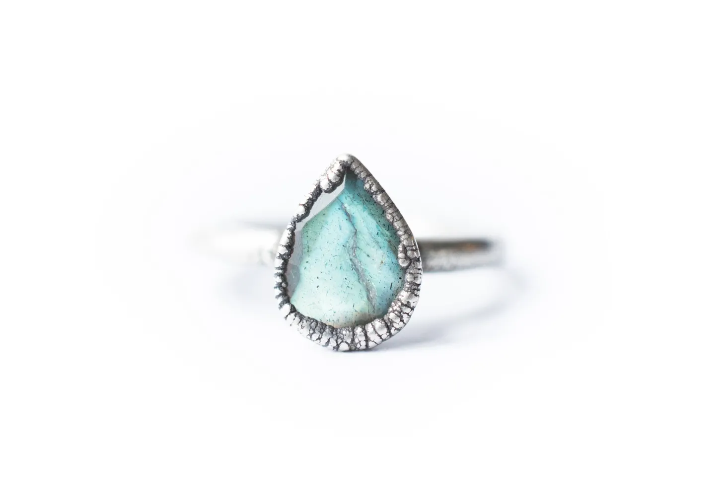 Silver Labradorite ring | Gemstone stacking ring