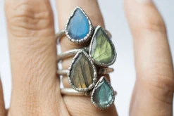 Silver Labradorite ring | Gemstone stacking ring