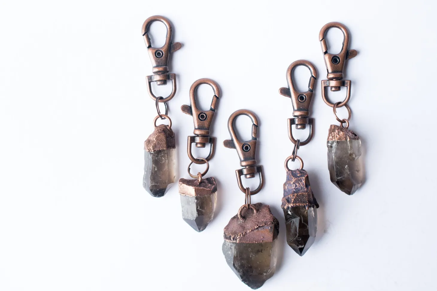 Smokey Quartz crystal keychain | Raw crystal keychain