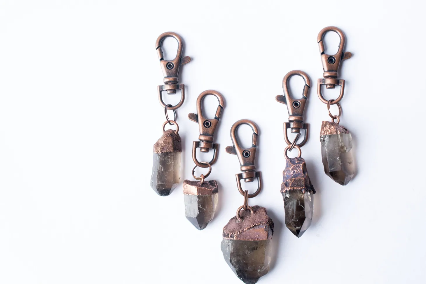 Smokey Quartz crystal keychain | Raw crystal keychain