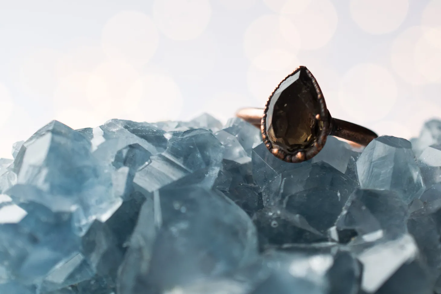 Smokey Quartz ring | Organic stone stacking ring