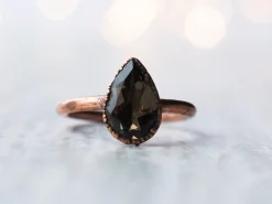 Smokey Quartz ring | Organic stone stacking ring