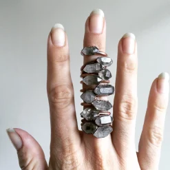 Tibetan crystal ring | Raw anthraxolite crystal ring