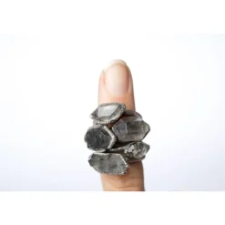Tibetan crystal ring | Raw anthraxolite crystal ring