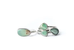 Tumbled chrysoprase ring | Chrysoprase crystal ring