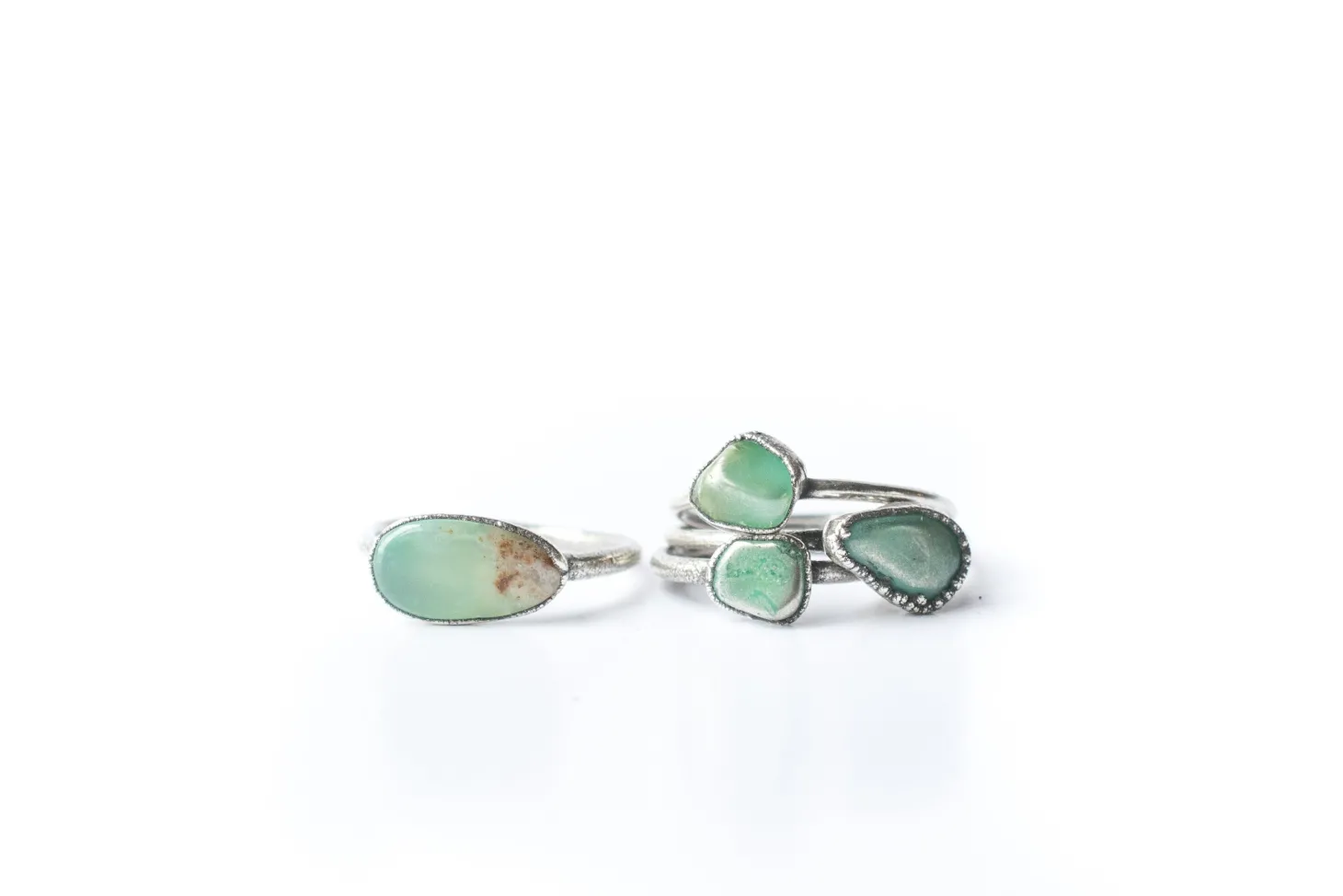 Tumbled chrysoprase ring | Chrysoprase crystal ring