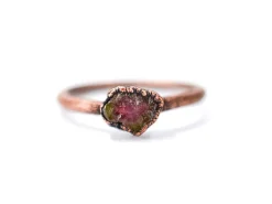 Watermelon tourmaline ring | Raw tourmaline ring